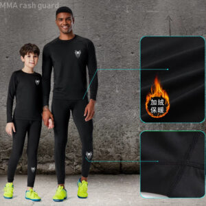 Winter Men's Thermal Underwear Fleece Turtleneck Long Sleeve Shirt Compression Bottom Kids Fall Second Skin Warm Jogging Wear - Image 6