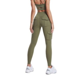 Multi-pocket Pants Yoga Leggings High Waist Solid Color Yoga Pants For Women Sporting Workout Leggins Elastic Slim Pant - Image 3