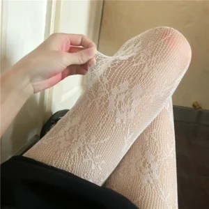 Fishnet Mesh Lace Pantyhoses Flower Stockings Women Sexy Floral Rattan Leggings Gothic Mesh Hollowed Hosiery Female Tights - Image 3