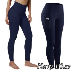 Women Seamless Elastic Yoga Pants Female High Waist Solid Color Pocket Leggings Fashion Casual Workout Sport Joggers Gym Tights - Image 4