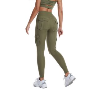 Multi-pocket Pants Yoga Leggings High Waist Solid Color Yoga Pants For Women Sporting Workout Leggins Elastic Slim Pant - Image 4