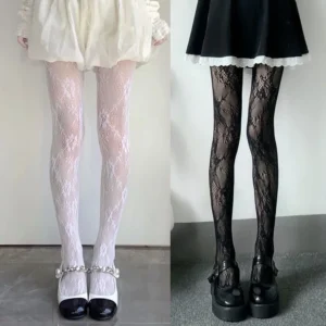 Fishnet Mesh Lace Pantyhoses Flower Stockings Women Sexy Floral Rattan Leggings Gothic Mesh Hollowed Hosiery Female Tights - Image 6